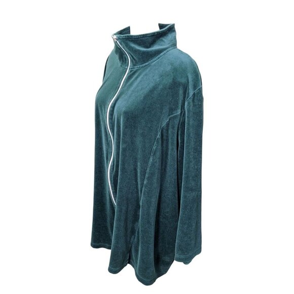 Catherines Womens Full Zip Jacket Plus Size 5X Green Velour Cozy Lounge Minimal - Picture 4 of 6